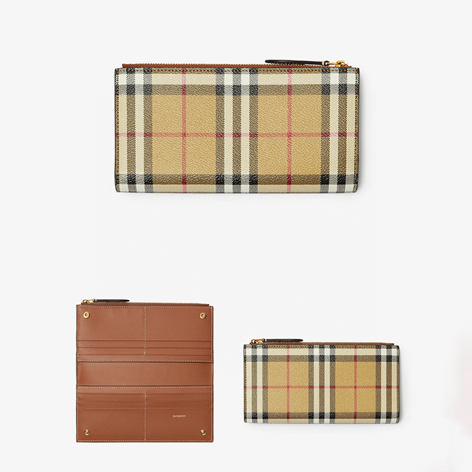 burberry vintage check coated canvas full zip continental wallet